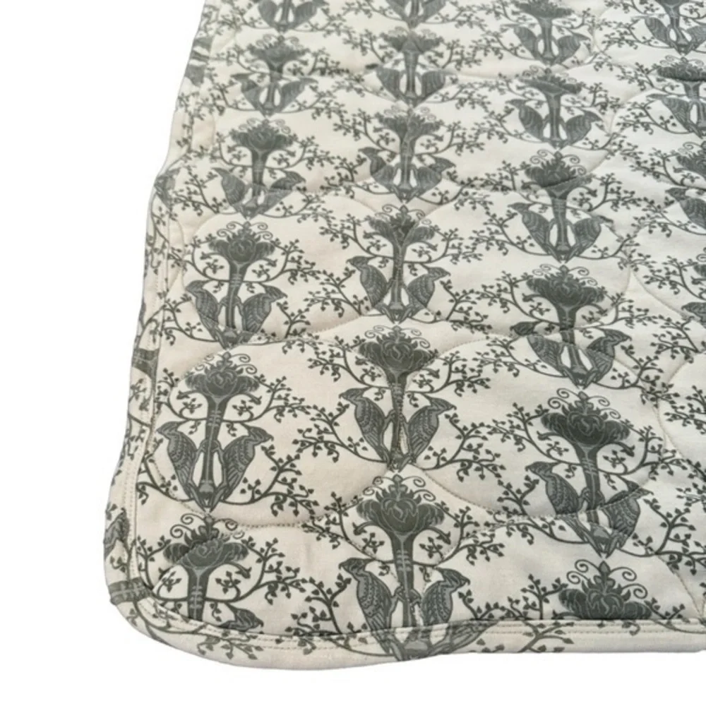 Kate Quinn Organic Cotton Muted Green Bird Print Quilt Baby Nursery Blanket‎
